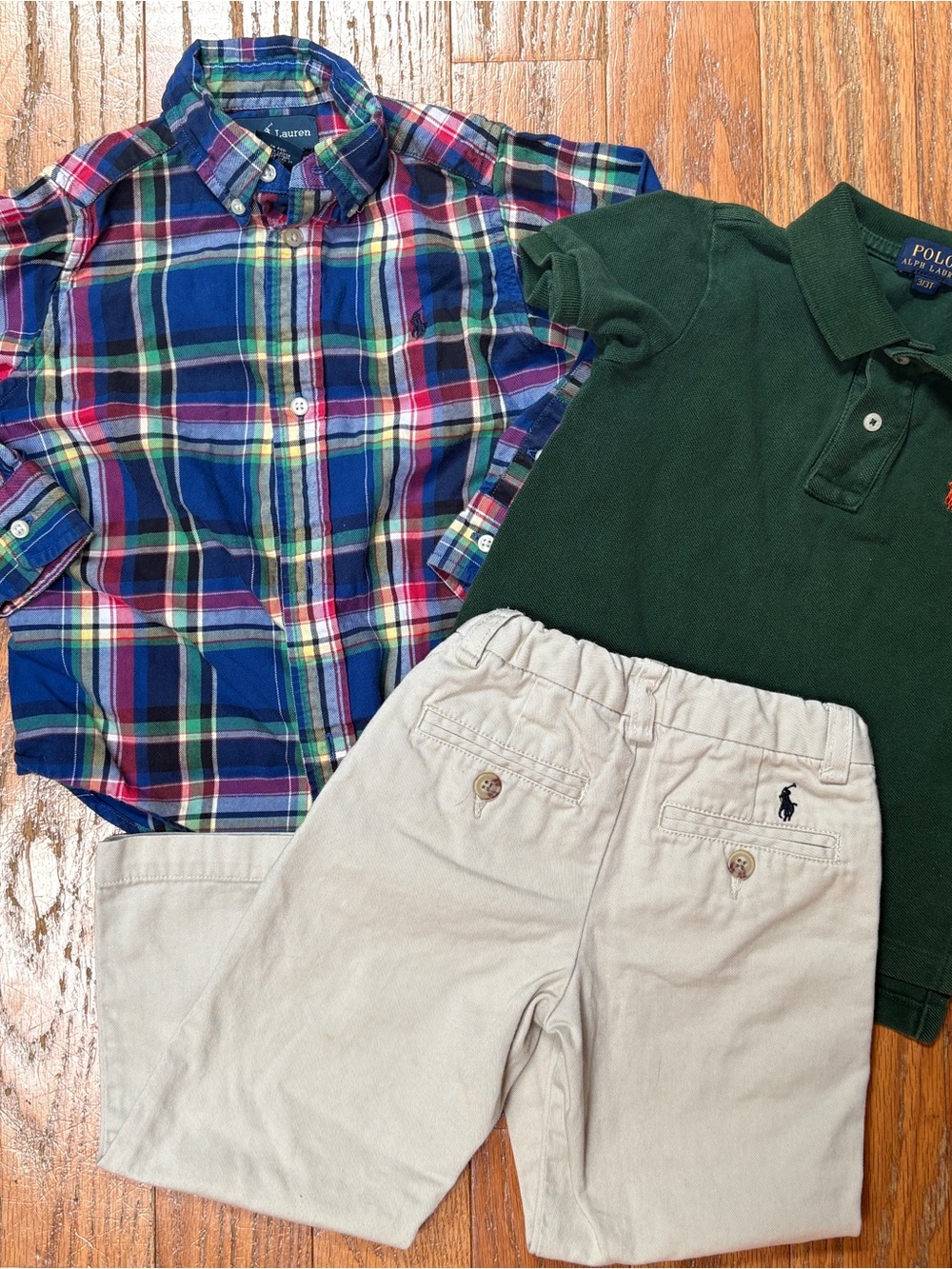 Polo Ralph Lauren Boys 3T Preppy Outfit Bundle | Plaid Shirt, Polo & Chinos